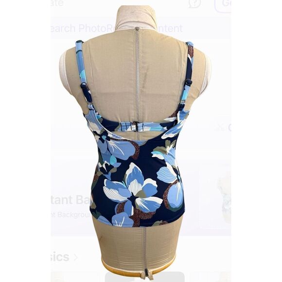 Athleta Bondi Bra Cup Tankini Swim Top Sz. 36 B/C Hero Bloom Blue - Picture 6 of 10